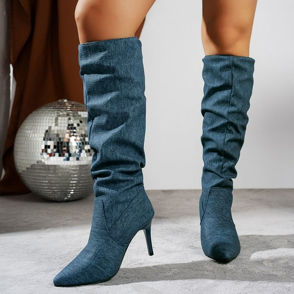 POROPL Mid Calf Boots for Women High Heel Shoes,Boots Size 9