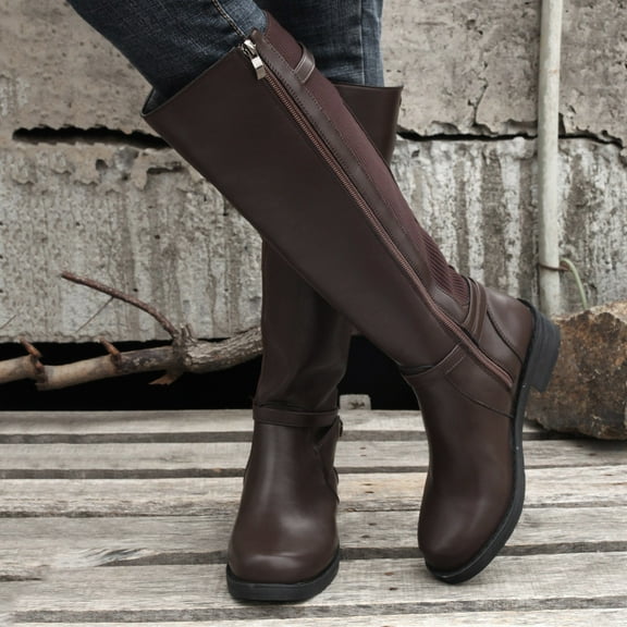 POROPL Mid Calf Boots for Women Zip Up Shoes,Boots for Women Size 8.5