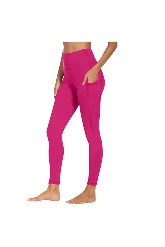 Pink Leggings for Women, Leggings with Pockets for Women Tummy Control Workout Sports Yoga Athletic Leggings Size S-3XL