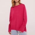 thumbnail image 1 of POROPL Pink Sweaters for Women Long Sleeve Crew Neck Sweater Casual Oversized Knitted Size S-L, 1 of 8