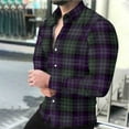 thumbnail image 1 of POROPL Plaid Shirts for Men Big and Tall Long Sleeve Button Down Shirts Summer Beach Tropical Party Blouses Tops, 1 of 8