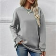 thumbnail image 1 of POROPL Plain Sweatshirts for Women New Winter Fashion Crew Neck Long Sleeve Sweatshirt Loose Fall Sweatshirts, 1 of 4