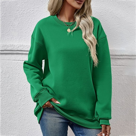 POROPL Plain Sweatshirts for Women New Winter Fashion Crew Neck Long Sleeve Sweatshirts Loose Pullover Tops