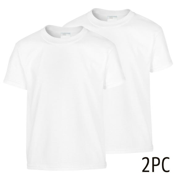POROPL Plain T Shirts Kids Unisex Crewneck Tee with Short Sleeves(White,2 Pack)