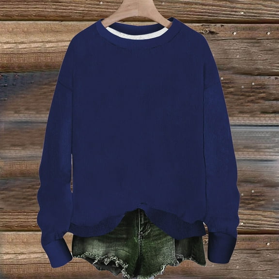 POROPL Plus Size Sweatshirts for Women Crew Neck Long Sleeve Knit Sweatshirts Plain Pullover Tops Casual Fall Outfits