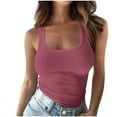 thumbnail image 1 of POROPL Plus Size Tank Tops for Women Ribbed Slim Fit Scoop Neck Backless Camisole Top Size S-5XL, 1 of 6