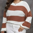 thumbnail image 1 of POROPL Pullover Sweaters for Women Crew Neck Sweater Striped Top Size L-3XL, 1 of 7