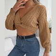 thumbnail image 1 of POROPL Pullover Sweaters for Women Lantern Sleeve Long Sleeve V-Neck Sweater Casual Blouse Top Size S-L, 1 of 8