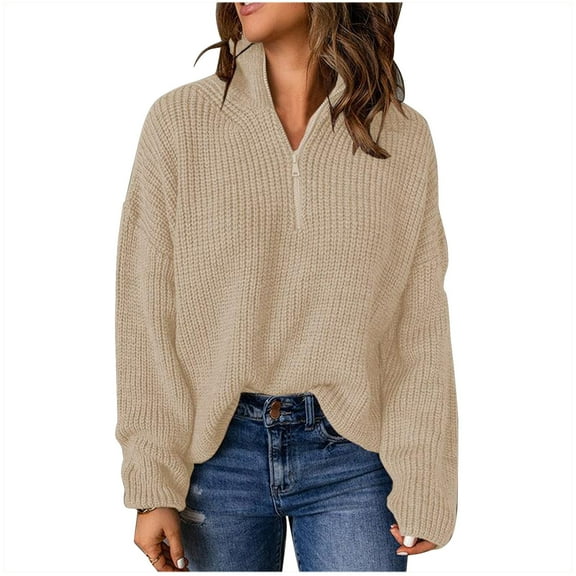 POROPL Pullover Sweaters for Women Long Sleeve V-Neck Sweater Casual Blouse Top Size S-XXL