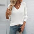 thumbnail image 1 of POROPL Pullover Sweaters for Women Long Sleeve V-Neck Sweater Casual Hollow Top Size S-XL, 1 of 6