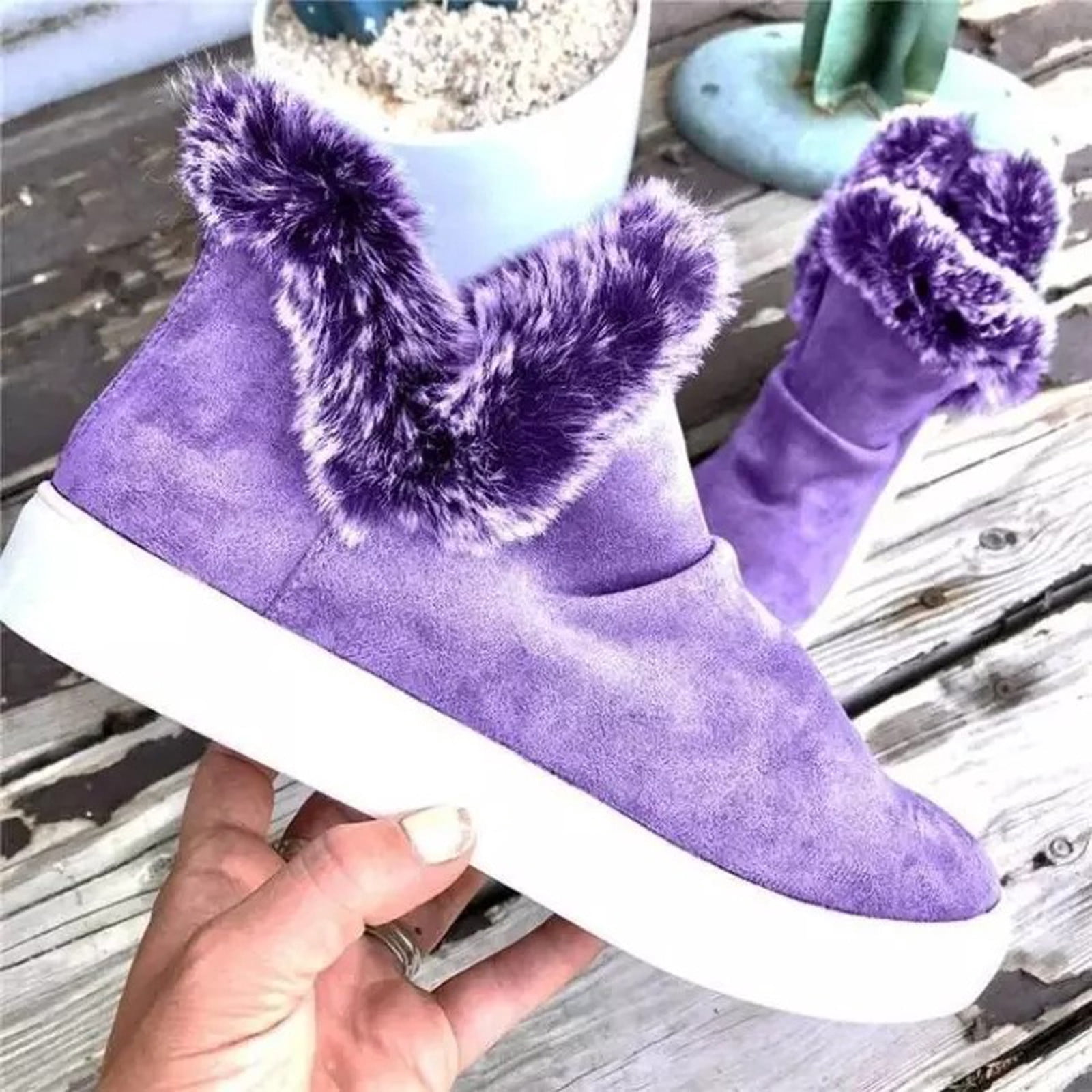Racing Checkered Cozy Winter Boots Purple