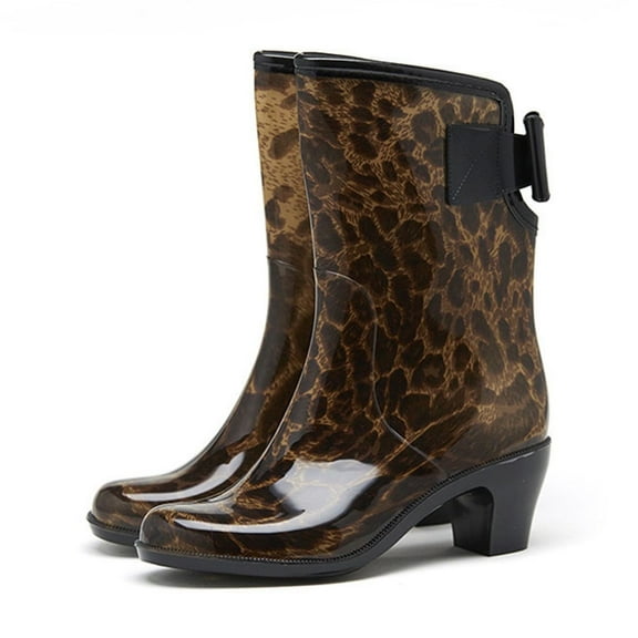 POROPL Rain Boots for Women Mid Calf Fashion Non Slip Shoes,Boots for Saving Size 7.5