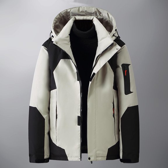 POROPL Rain Jacket Men Hooded Thick Zipper Outdoor Windbreaker Jacket