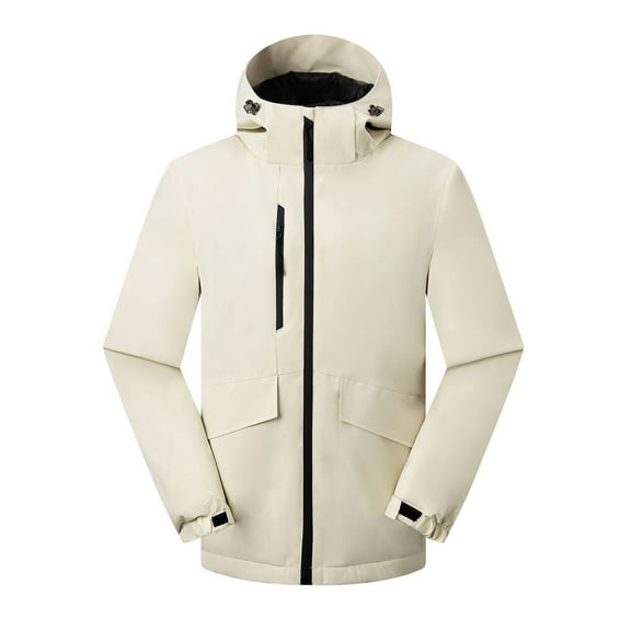 POROPL Rain Jackets for Men Hooded Thick Warm Casual Outdoor Mountaineering Climbing Windbreaker Jacket