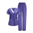 thumbnail image 1 of POROPL Scrubs for Women Set 4-Way Stretch Elastic Waistband Pant 5 Pockets Nurse Uniform Size S-3XL, 1 of 9