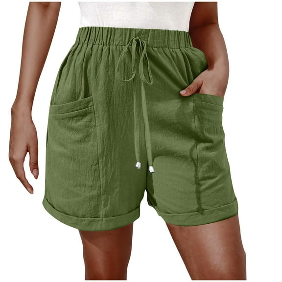 POROPL Shorts for Women Plus Size Summer Elastic Waist Casual Loose Shorts with Pockets