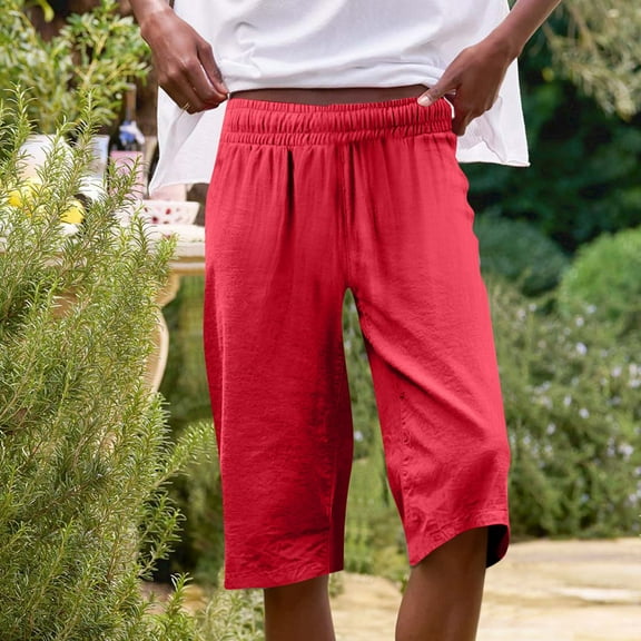 POROPL Shorts for Women Summer Elastic Waist Shorts with Pockets