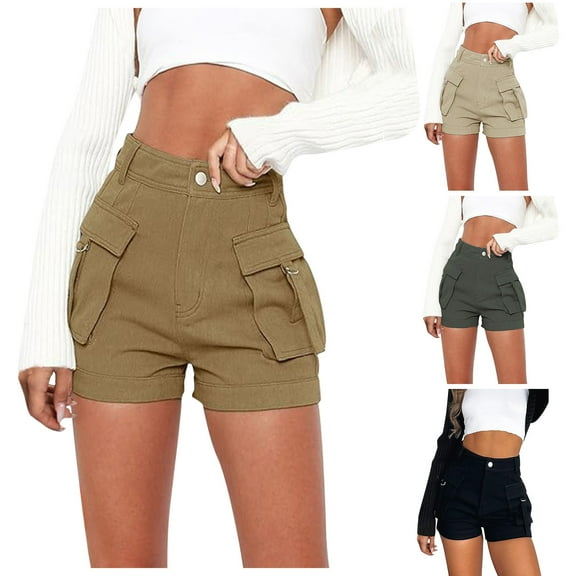 POROPL Shorts for Women Summer Fashion High Waist Casual Loose Shorts with Pockets