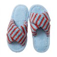 thumbnail image 1 of POROPL Slippers for Women,Plush Warm Fuzzy Striped Cross Band House Shoes Slip On Bedroom Slippers, 1 of 5