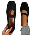 thumbnail image 1 of POROPL Square Toe Shoes for Women Mesh Knit Ballet with Elastic Strap Flat Shoes,Shoes Size 5.5, 1 of 9