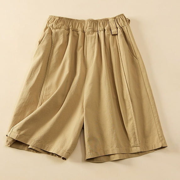 POROPL Summer Shorts for Women Cotton Elastic Waist Casual Loose Shorts