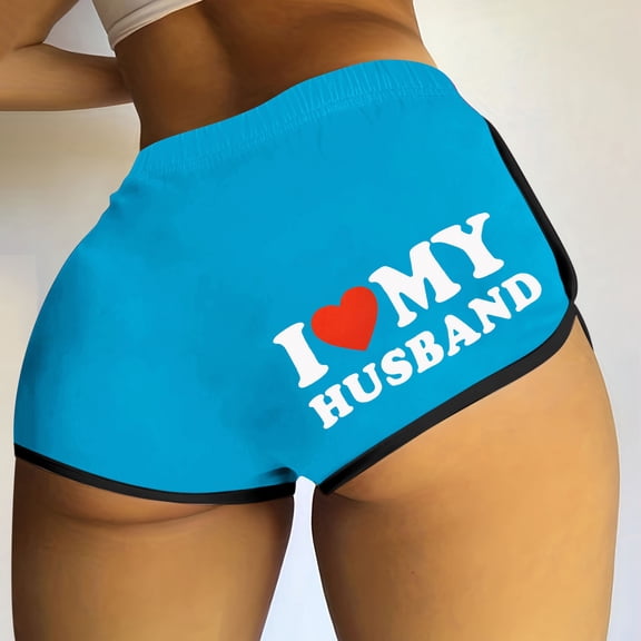 POROPL Summer Shorts for Women Fashion High Waist Elastic Waist Casual Loose Shorts Print Short