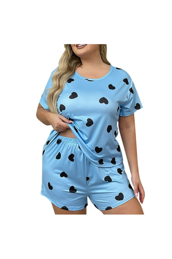 Summer Satin Silk Comfy Plus Size Short Sleeve Sets Pajamas for Women Plus Size