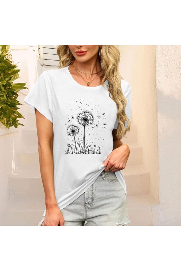 POROPL Sunflower Shirts for Women Cotton Womens Graphic T Shirts Short Sleeve Tee Tops