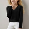 thumbnail image 1 of POROPL Sweaters for Girls Knit Pullover Sweater Ribbed Cuffs Thin V Neck Long Sleeve Tops Black Size 14-16, 1 of 6
