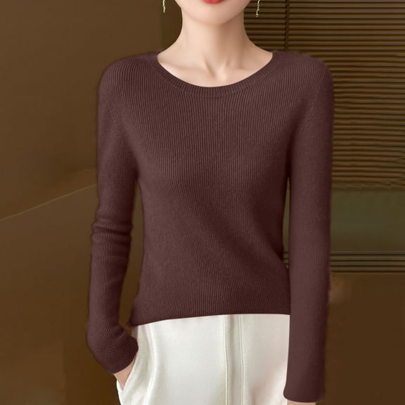 POROPL Sweaters for Women Crew Neck Sweater Casual Thin Knitted Top Base,Lightweight,Size S-XXL