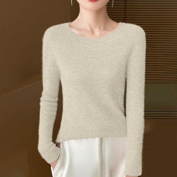 POROPL Sweaters for Women Crew Neck Sweater Casual Thin Knitted Top Base Size S-XXL