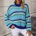 thumbnail image 1 of POROPL Sweaters for Women Trendy Long Sleeve Crew Neck Sweater Casual Oversized Knitted Striped Size S-XL, 1 of 9