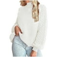 thumbnail image 1 of POROPL Sweaters for Women Trendy Long Sleeve High Neck Sweater Casual Knitted Flower Pullover Size S-XL, 1 of 4