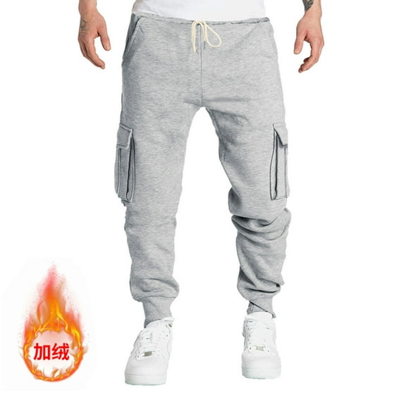 POROPL Sweatpants Men Joggers Running Gym Hiking Fuzzy Elastic Bottom Pants with Pockets Size S-3XL
