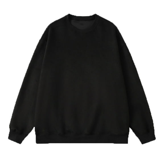 POROPL Sweatshirts Men Cotton Crew Neck Long Sleeve Sweatshirts Pullovers Casual Plain Fall Sweatshirts Black