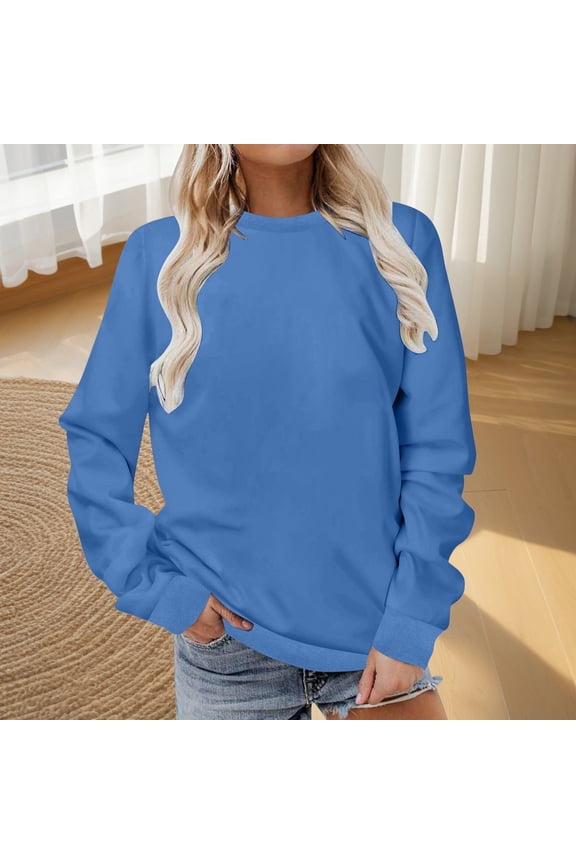Sweatshirts for Women Plain Crew Neck Sweatshirts Casual Long Sleeve Pullover Tops