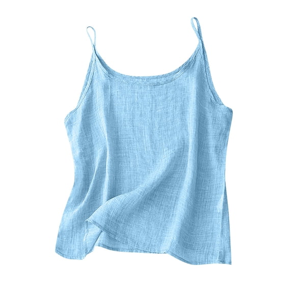 POROPL Tank Tops for Women Cotton Linen Spaghetti Strap Sleeveless Camisole Summer Tops Size S-5XL