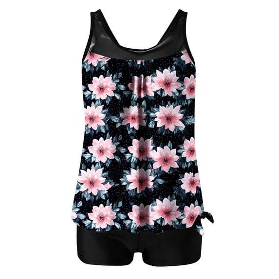 POROPL Tankini Swimsuits for Women Floral Print Modest Two Piece Swimsuit Bathing Suits