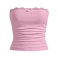thumbnail image 1 of POROPL Tube Top Women Long Textured Lace Trim Tops(Pink,1 Pack,Size S-L), 1 of 3