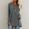 thumbnail image 1 of POROPL Tunic Tops to Wear with Leggings,Women Casual O-Neck T-Shirt Loose Long Sleeve Tops Solid Blouse, 1 of 5