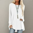 thumbnail image 1 of POROPL Tunic Tops to Wear with Leggings,Women Casual O-Neck T-Shirt Loose Long Sleeve Tops Solid Blouse, 1 of 5