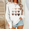 thumbnail image 1 of POROPL White Crewneck Sweatshirts Women Fashion Long Sleeve Sweatshirt Casual Loose Hearts Print Pullover Fall Clothing, 1 of 3