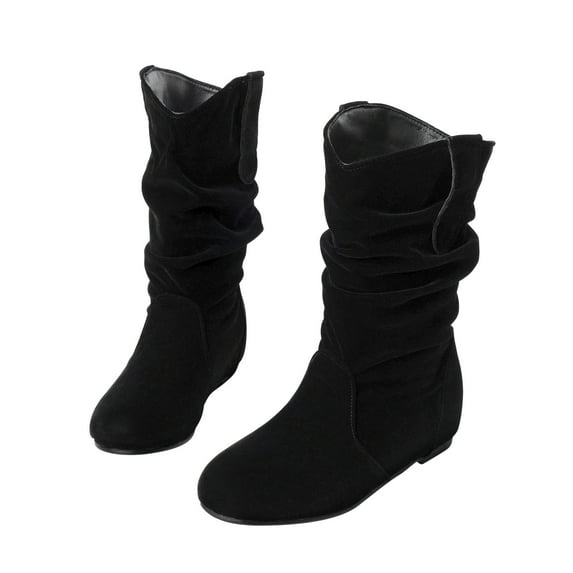 POROPL Wide Calf Boots for Women Mid Calf Fashion Winter Wedge Shoes,Womens Boots Size 4.5