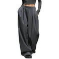 thumbnail image 1 of POROPL Wide Leg Pants for Women Baggy Pants Elastic Waist Pleated Front Trousers with Pockets, 1 of 6