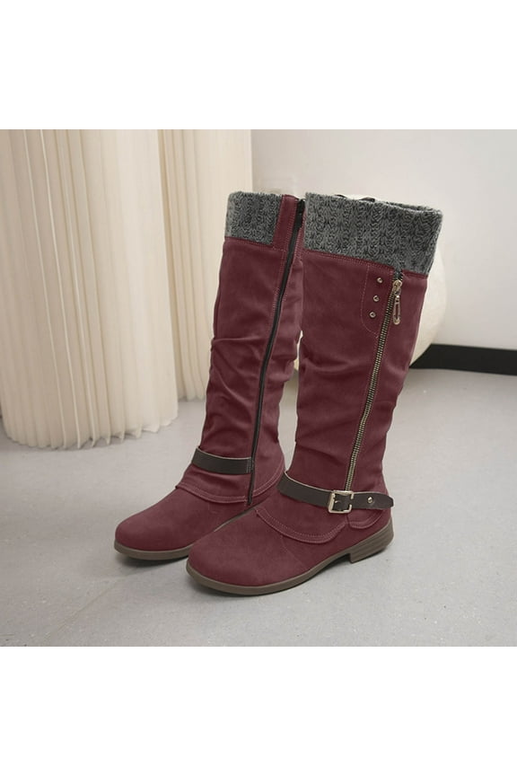 Wide Mid-Calf Boots for Women Womens Shoes Womens Ladies Fall Flat Chelsea Boots Women Over-the-Knee Boots Shoes