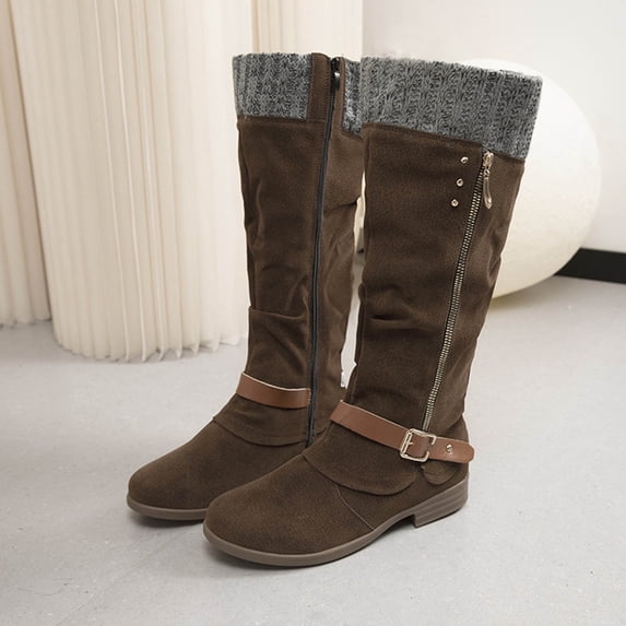 POROPL Wide Mid-Calf Boots for Women Riding Boots Riding Hiking Boots Women Running Shoes Womens Couples Christmas for Boots for Clearence
