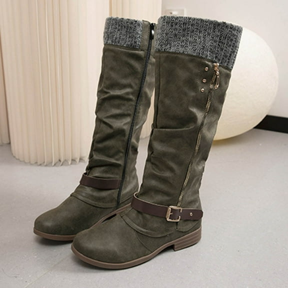 POROPL Wide Mid-Calf Boots for Women Fall Shoes for Women 2025 To Keep Warm Work Black Mid-Mid-Calf Boot Ladies Shoes