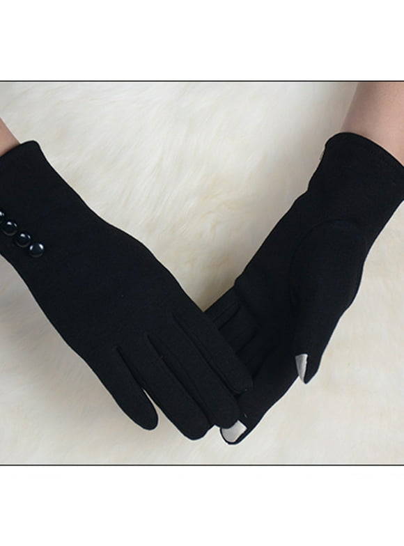 POROPL Winter Gloves For Women's Thick Warm Gary Deerskin Velvet Winter Touches Screen Gloves