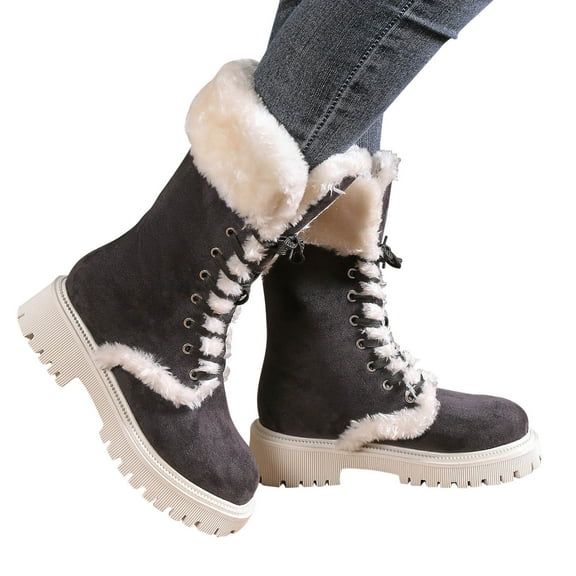 POROPL Winter Snow Boots for Women Mid Calf Winter Fleece Warm Shoes,Boots for Women Size 8.5