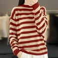 thumbnail image 1 of POROPL Women'S Plus Size Sweaters Long Sleeve Crew Neck Sweater Casual Knitted Striped Top Size M-3XL, 1 of 3